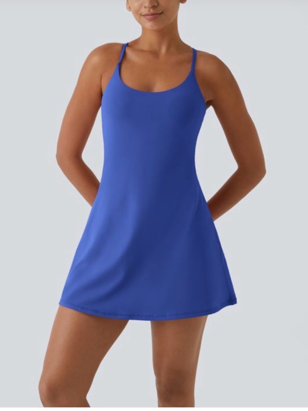 Halara Tennis Dress Softly Zero built in bra and shorts Blue Small